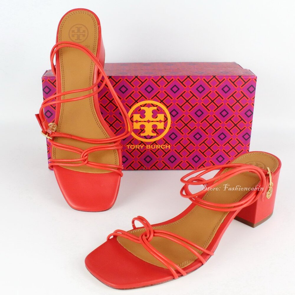 Tory Burch Mini Benton Leather Sandals, US 7, New in Box, 2” Heel, Knotted Strap